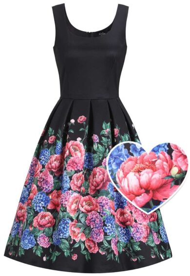 Amanda Hydrangea Garden Flared Dress – New In | Kitty Darling