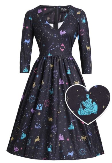 Billie Black Glittering Horoscope Black Dress – New In | Kitty Darling