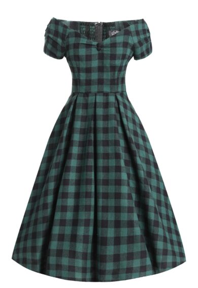 Lily Green & Black Check Swing Dress – New In | Kitty Darling