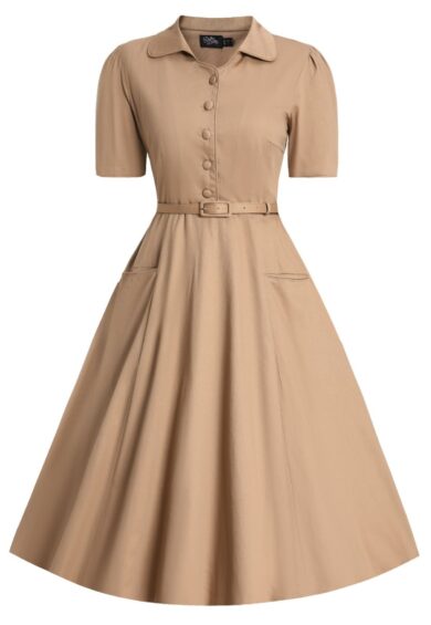 Mabel Khaki Cream Shirt Dress – New In | Kitty Darling