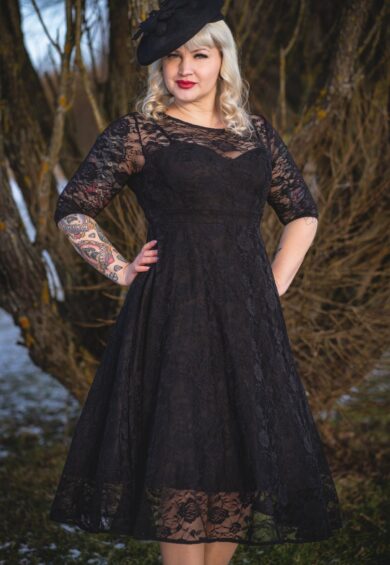 Madeline Black Formal Lace Dress – Dresses | Kitty Darling