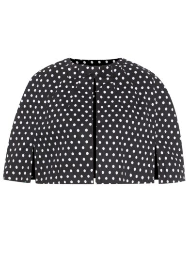 Sabrina Black Vintage White Polka Dot Print Comfy Cape Shrug – Cape | Kitty Darling