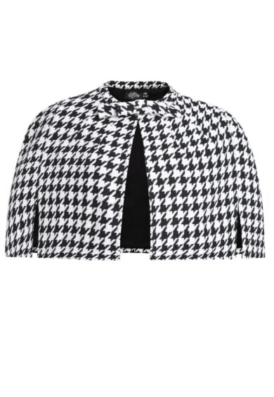 Sabrina Monochrome Dogtooth Shrug – Cape | Kitty Darling