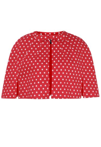 Sabrina Red Vintage White Polka Dot Print Comfy Cape Shrug – Cape | Kitty Darling