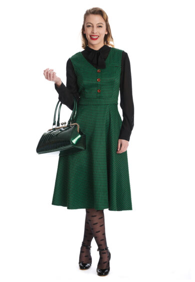 Green HOUNSTOOTH HAPPY DRESS – New In | Kitty Darling