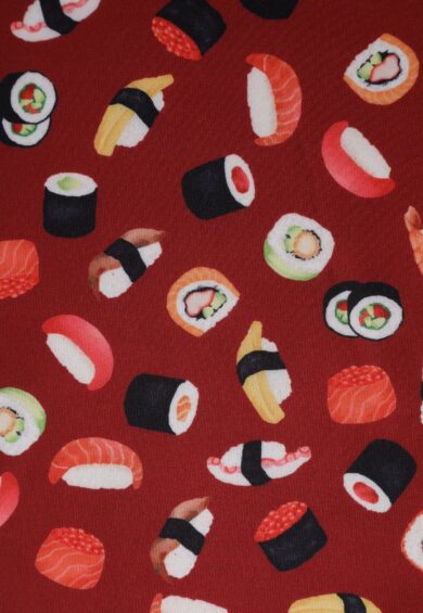 Amanda Burgundy Quirky Sushi Print Stretchy Dress – Dresses | Kitty Darling