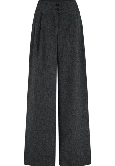 The Sophia Palazzo Wide Leg Trousers in Grey Slub Wool .. Classic 1950s Style – New In | Kitty Darling