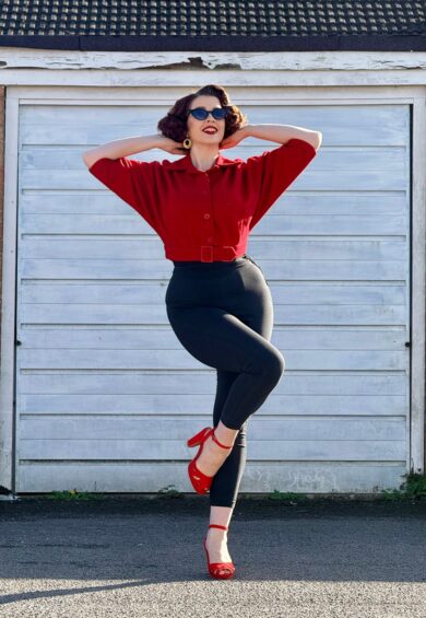 The Be-Bop Semi-Cropped 3/4 Sleeve Jacket in Solid Red 100% Wool .. Classic Early 50s Style – New In | Kitty Darling