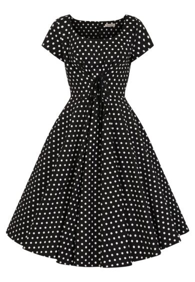 Black Lola polka dots swing dress – New In | Kitty Darling