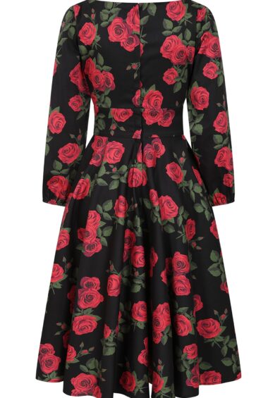 Black Mina romantic roses swing dress – New In | Kitty Darling