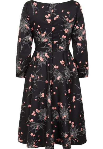 Black Mina Spiderweb blossom swing dress – New In | Kitty Darling