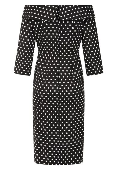 Black Terry polka dot pencil dress – New In | Kitty Darling