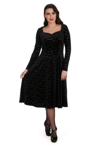 Black VELVET BAT FIT & FLARE DRESS – New In | Kitty Darling