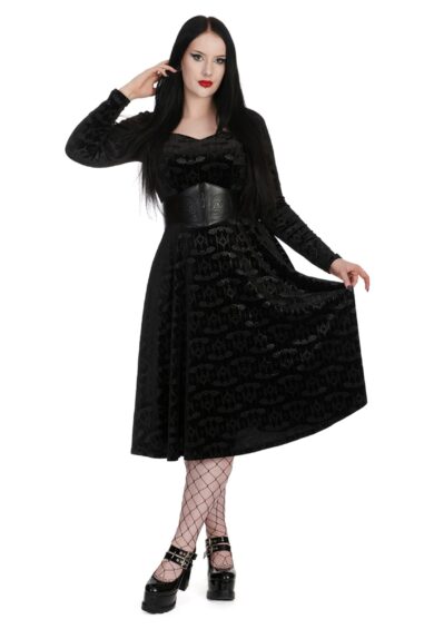 Black VELVET BAT FIT & FLARE DRESS – New In | Kitty Darling