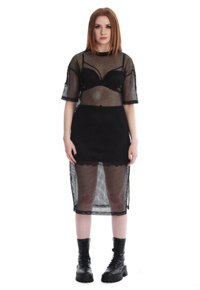 Black WANDA FISHNET DRESS – New In | Kitty Darling
