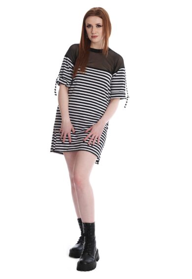 Black/White BELINDA STRIPED T-SHIRT DRESS – New In | Kitty Darling