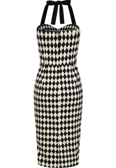 Black/White Rhona Harlequin Pencil dress – New In | Kitty Darling