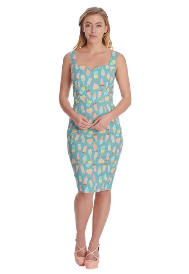 Blue ICE CREAM PENCIL DRESS – New In | Kitty Darling