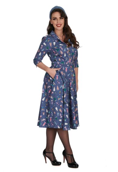 Blue SKI SNOW SEASON BUTTON DRESS – Just Landed | Kitty Darling