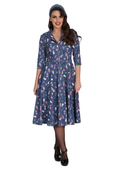 Blue SKI SNOW SEASON BUTTON DRESS – Just Landed | Kitty Darling