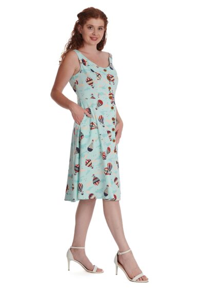 Blue VINTAGE GLOBE BUTTON DRESS – New In | Kitty Darling