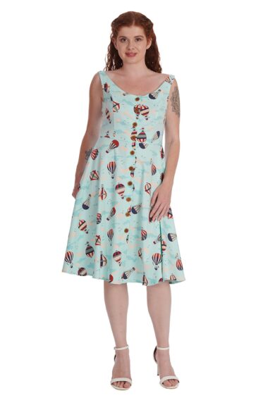 Blue VINTAGE GLOBE BUTTON DRESS – New In | Kitty Darling