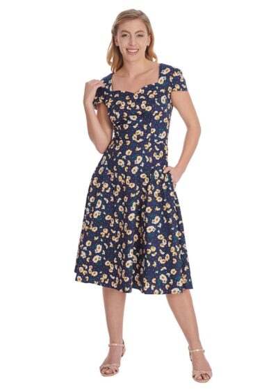 Blue WILDFLOWER FIT AND FLARE SKIRT – New In | Kitty Darling