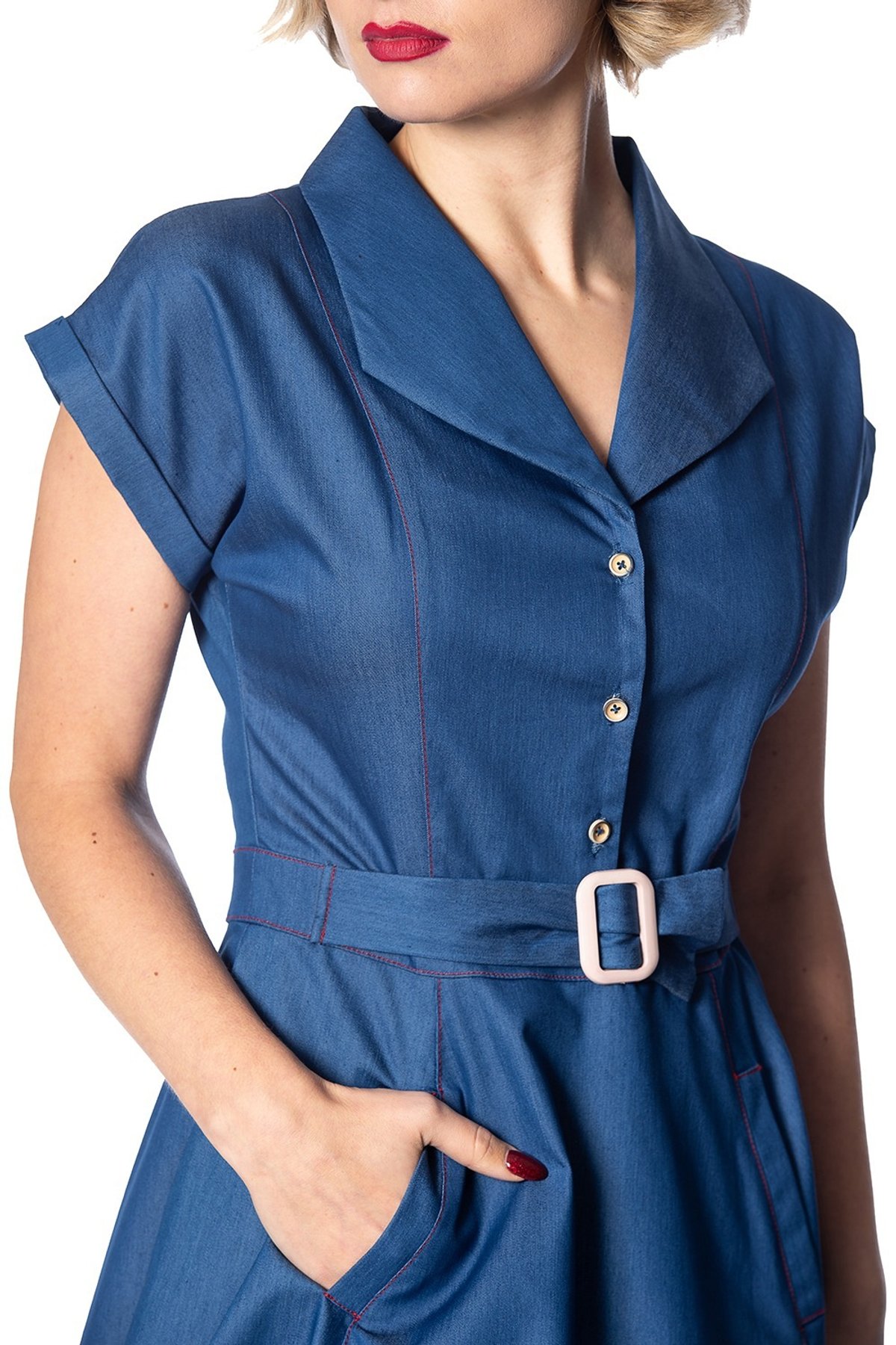 Chambray SEASIDE DINER 50S DRESS 4 Chambray SEASIDE DINER 50S DRESS - Image 4