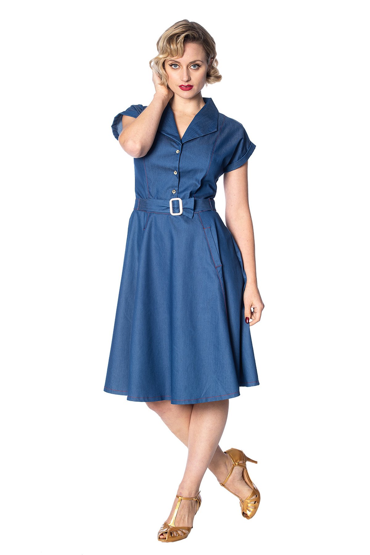 Chambray SEASIDE DINER 50S DRESS 2 Chambray SEASIDE DINER 50S DRESS - Image 2