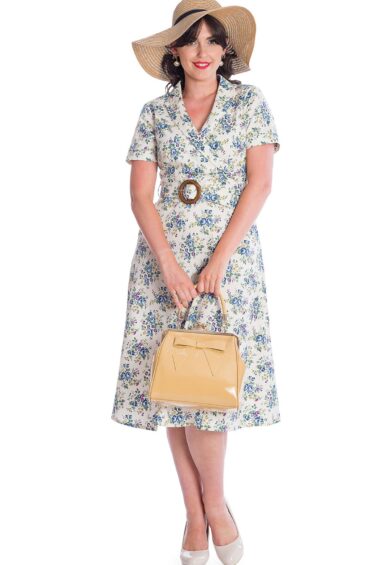 Green WILD FLOWER FIT & FLARE DRESS – New In | Kitty Darling