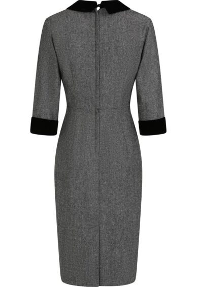 Grey Sylvia herringbone Pencil dress – New In | Kitty Darling
