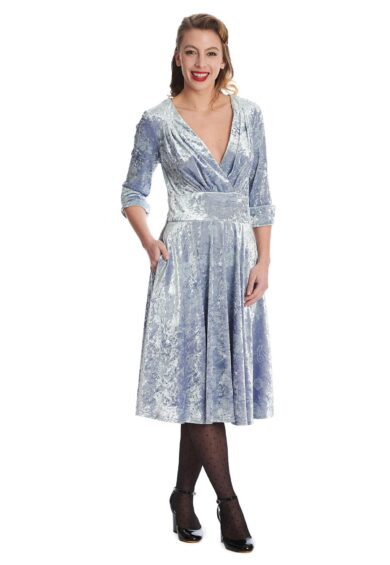 Grey VELVET GRACE FIT & FLARE DRESS – New In | Kitty Darling