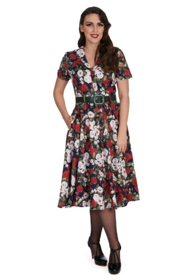 Navy DARK ROSE DRESS – New In | Kitty Darling