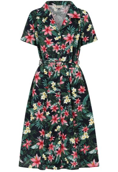 Navy KATE TROPICAL DRESS – New In | Kitty Darling