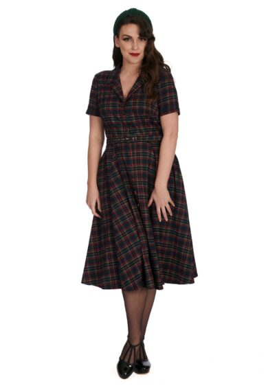 Navy MERRY HOLIDAYS BUTTON COLLAR DRESS – New In | Kitty Darling