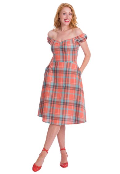 Orange TREAT ME FIT AND FLARE DRESS – New In | Kitty Darling