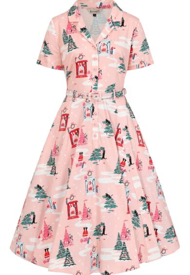 Pink Bella Puuurfect christmas swing dress – New In | Kitty Darling