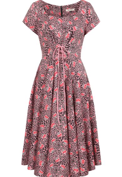 Pink Lola cherry leopard swing dress – New In | Kitty Darling
