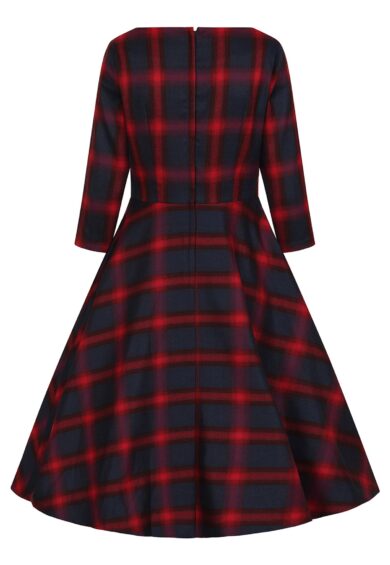 Red/Blue Barbara christmas checks swing dress – New In | Kitty Darling