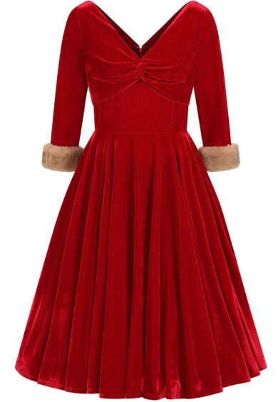 Red Nina Velvet swing dress – New In | Kitty Darling