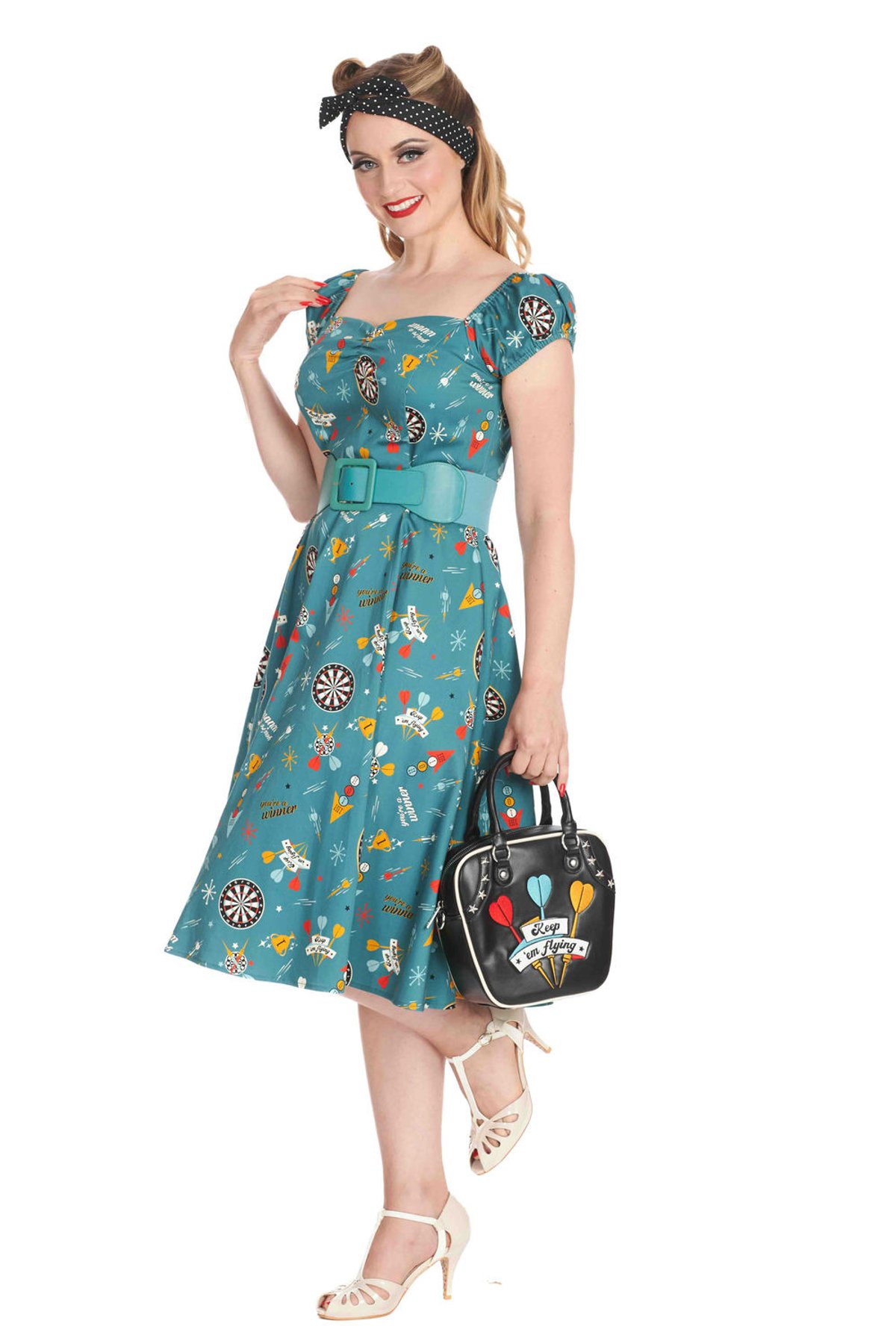 Teal KEEP EM FLYING SWING OFF SHOULDER DRESS 3 Teal KEEP EM FLYING SWING OFF SHOULDER DRESS - Image 3