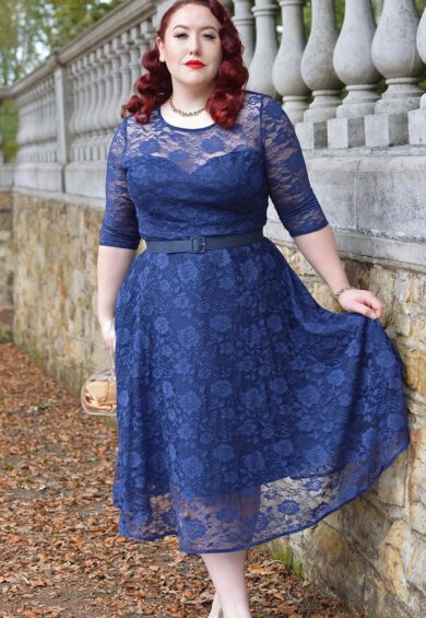 Madeline Long Sleeved Navy Lace Dress – Uncategorised | Kitty Darling