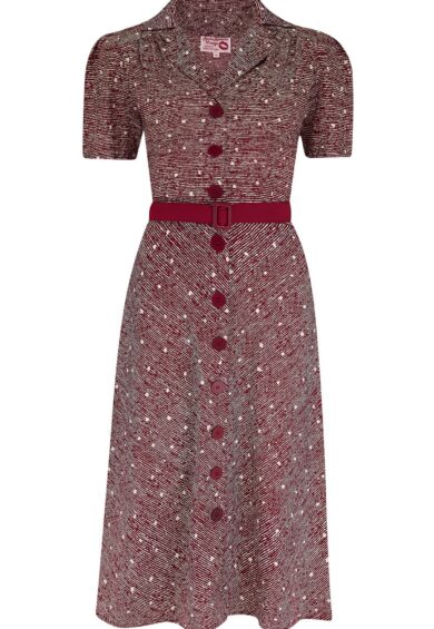 Charlene Shirtwaister Dress in Wine Ditzy Print – New In | Kitty Darling