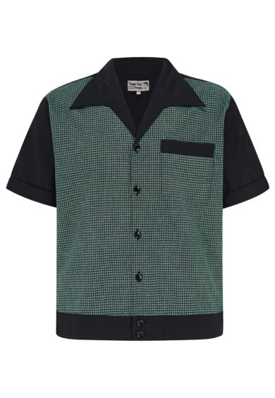 Mens Benson Banded Hem RocknRoll Shirt In Green & Black 100% Cotton. 1950s Rockabilly Shirt – Just Landed | Kitty Darling