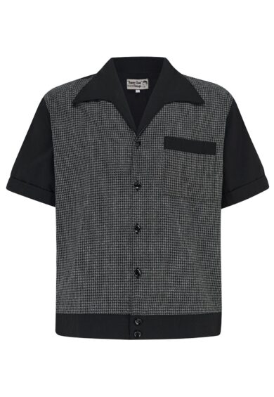 Mens Benson Banded Hem RocknRoll Shirt In Grey & Black 100% Cotton. 1950s Rockabilly Shirt – Just Landed | Kitty Darling