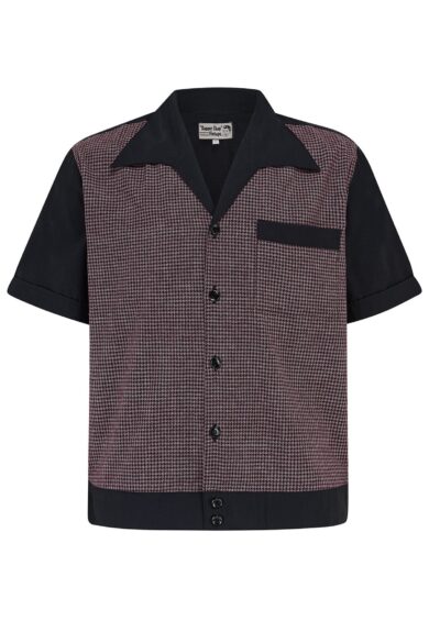 Mens Benson Banded Hem RocknRoll Shirt In Pink & Black 100% Cotton. 1950s Rockabilly Shirt – New In | Kitty Darling