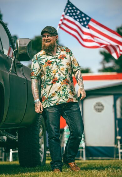 Mens Cooper Short Sleeved Casual Hawaiian Shirt In Tiki Palm Print. 1950s Sport Shirt – New In | Kitty Darling