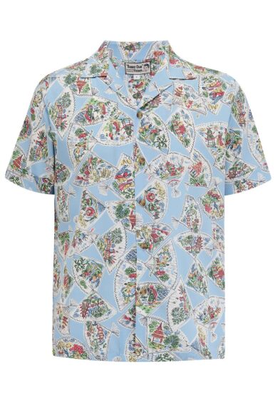 Mens Cooper Short Sleeved Casual Hawaiian Shirt In Pagoda Print.. 1950s Sport Shirt – Just Landed | Kitty Darling