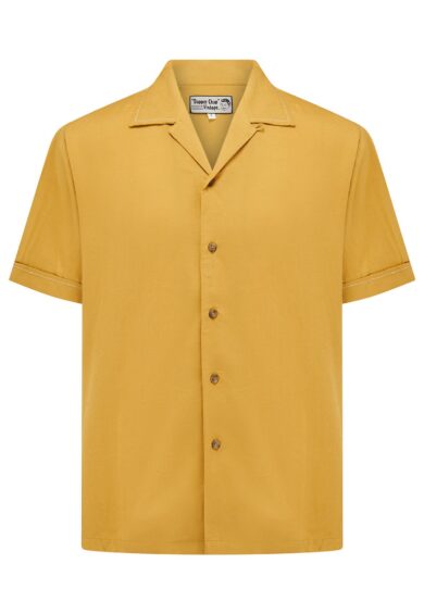 Mens Cooper Short Sleeved Shirt In Mustard With Contrast Saddle Stitch. 1950s Sport Shirt – Just Landed | Kitty Darling