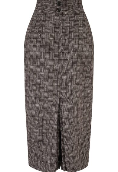 RnR Luxe Range Jitterbug Pencil Skirt with Kick-Pleat in Weave Check 100% Wool – New In | Kitty Darling
